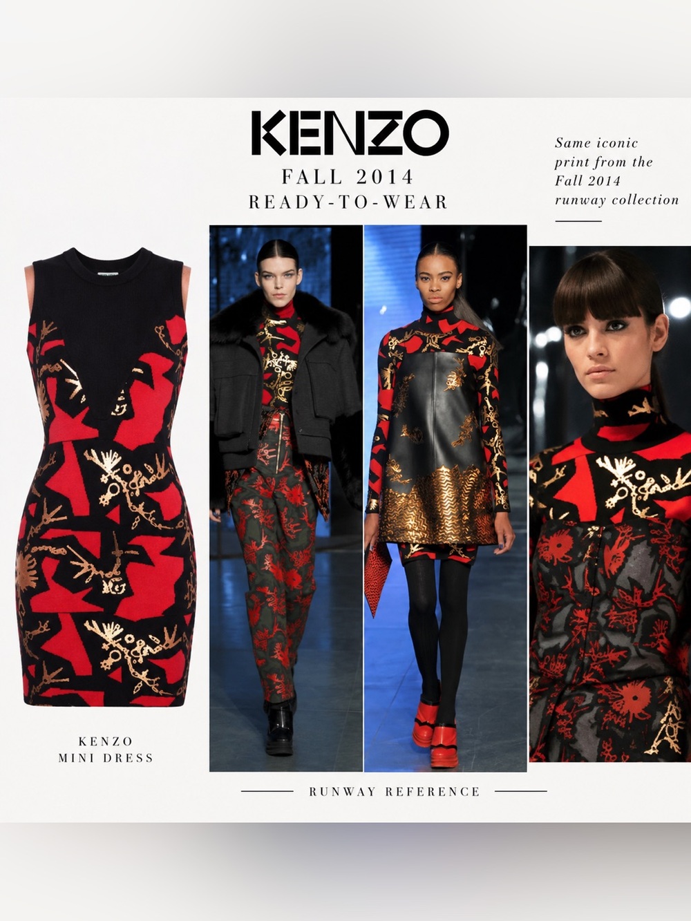 Kenzo Fall 2014 Runway Print Knit Mini Dress
